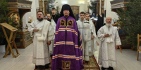В Рождественский Сочельник в Свято-Успенской Феклиной пустыни было совершено архиерейское блгослужение - Козельская епархия